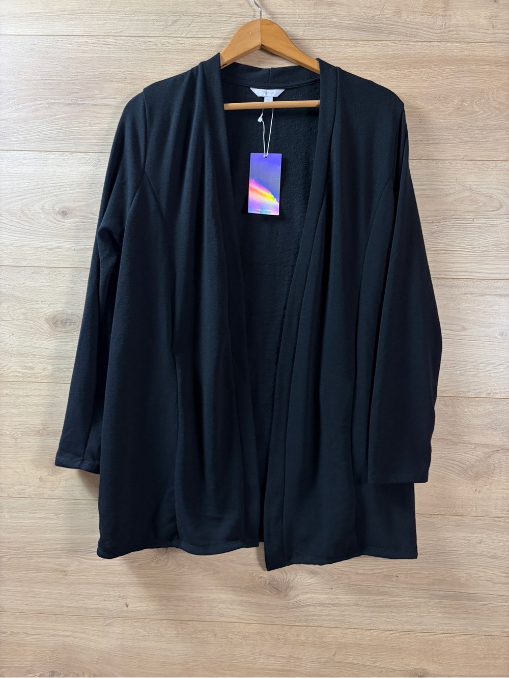 Tresics Luxe Black Open-Front Soft Layering Cardigan Sweater 1X